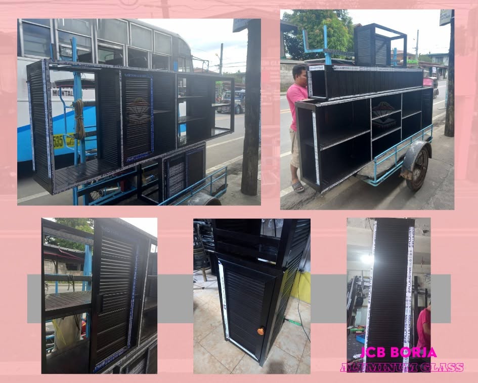 Custom black aluminum stante display cabinet