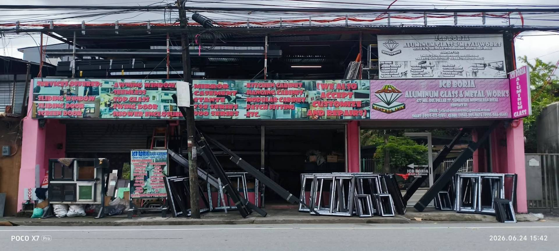 JCB Borja Aluminum Glass & Metal Works store front in San Rafael, Montalban Rizal